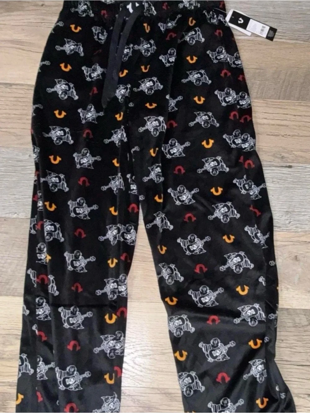 True Religion Black sleep pants pajamas Character Print and Red & Yellow Accents